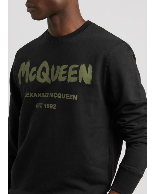 Alexander McQueen Black Graffiti Logo-Print Cotton Sweatshirt for men