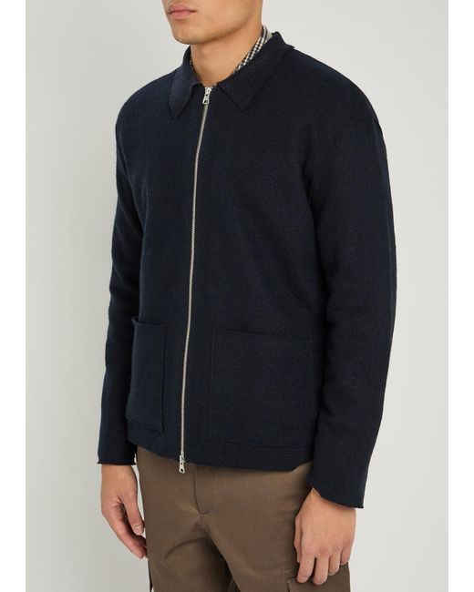 NN07 Blue Jonas Knit Wool Jacket for men