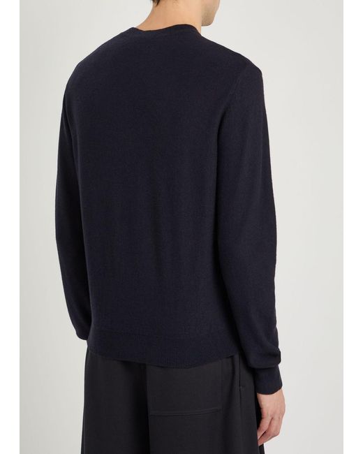 Loewe Blue Logo-Embroidered Wool-Blend Jumper for men