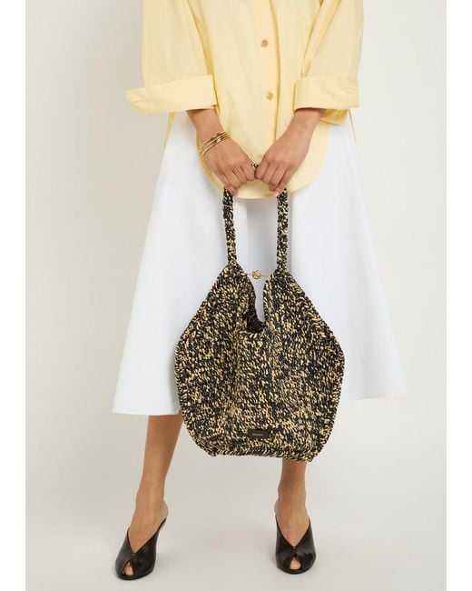Khaite Black Lotus Medium Raffia Tote Bag