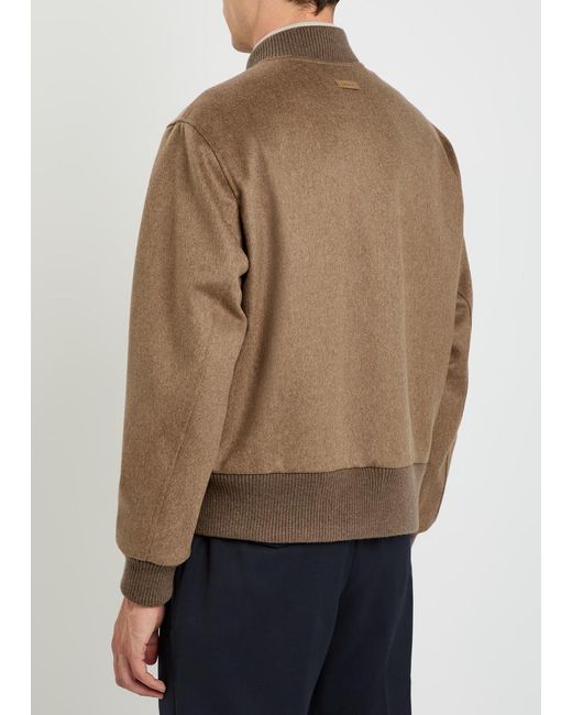 Lardini Brown Wool Bomber Jacket for men