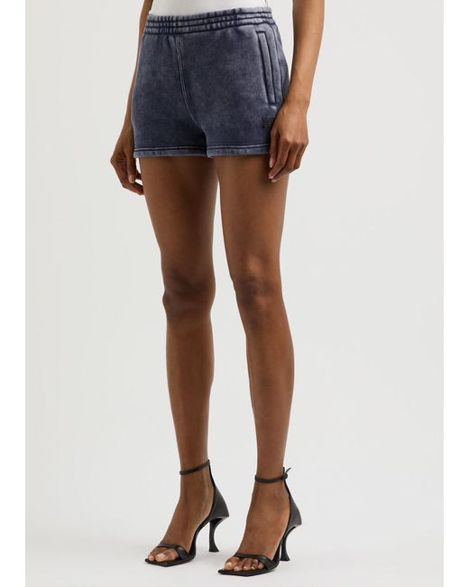 T By Alexander Wang Blue Faded Logo Cotton-Blend Shorts