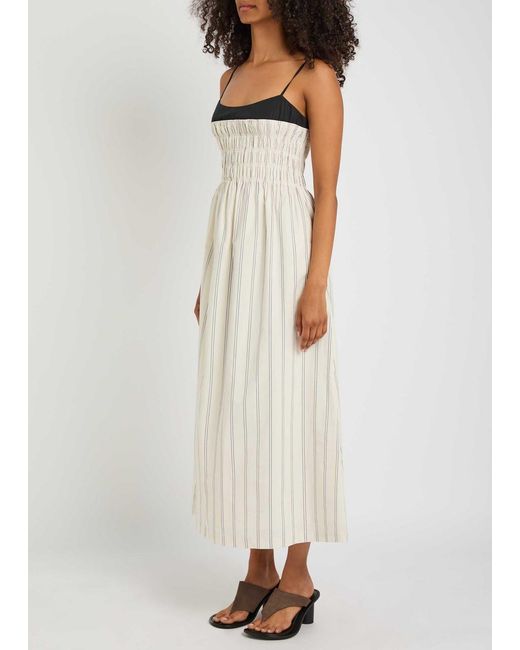 Rails White Primrose Striped Cotton Midi Dress