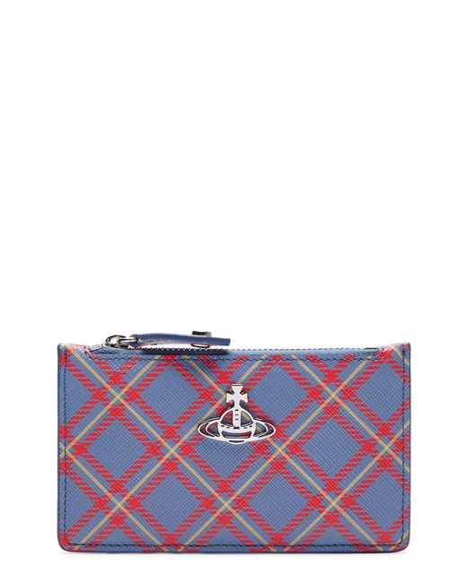 Vivienne Westwood Purple Tartan-Print Leather Card Holder