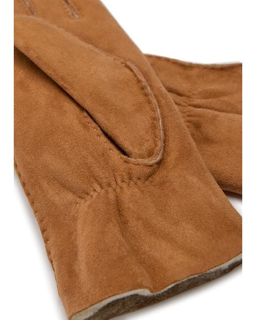 Agnelle Brown Denise Shearling-Lined Suede Gloves