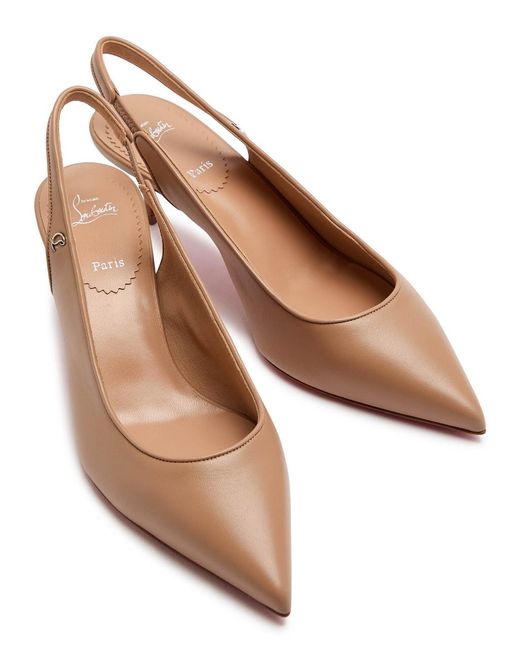 Christian Louboutin Brown Sporty Kate 55 Leather Slingback Pumps
