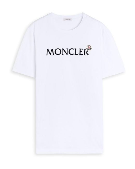 Moncler White Logo Badge Cotton T-Shirt for men