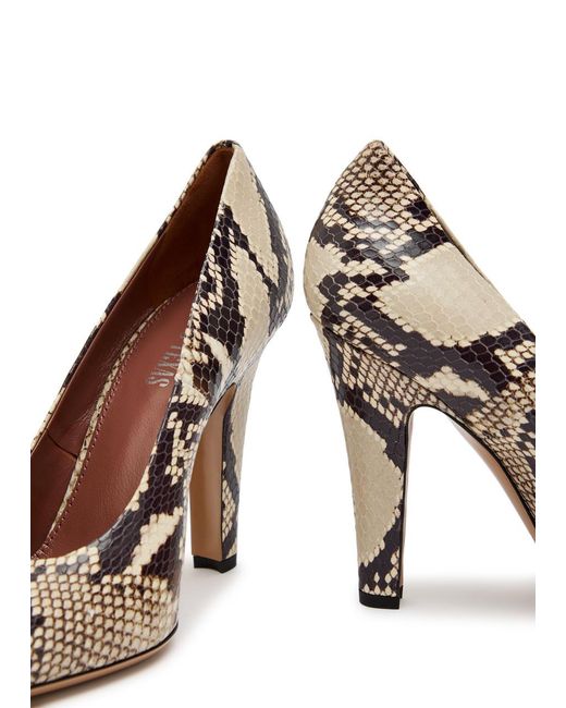 Paris Texas Brown Elsa 100 Python-Effect Leather Pumps