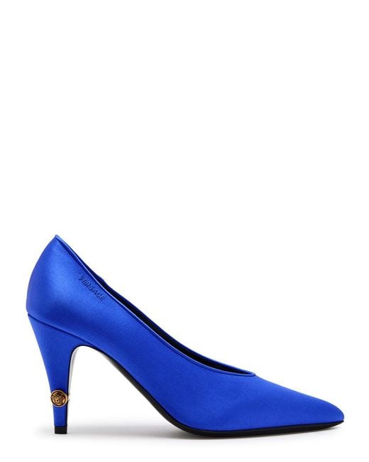 Versace Blue Decollete 90 Satin Pumps