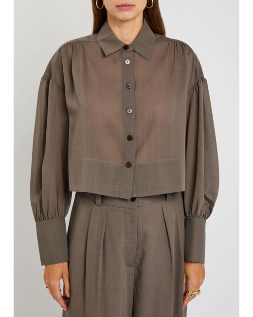 Joseph Brown Anais Cropped Wool-Blend Shirt