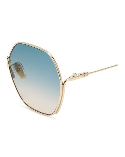 Chloé Blue Hexagon-frame Sunglasses