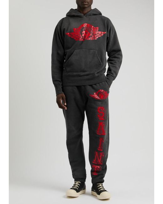 SAINT Mxxxxxx Black Angel Of Death Printed Cotton Sweatpants for men