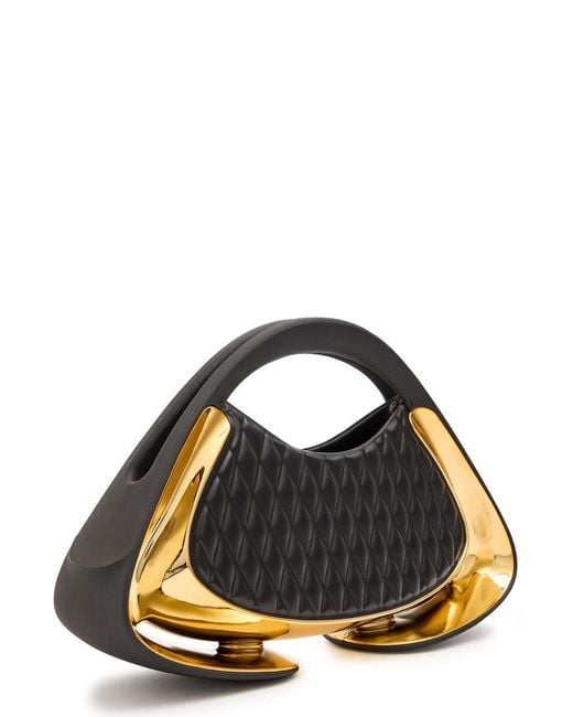 Balmain Blue Jolie Madame Medium Quilted Faux Leather Top Handle Bag