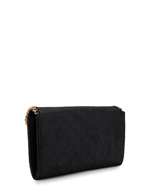 Stella McCartney Black Falabella Grained Faux Suede Wallet-On-Chain