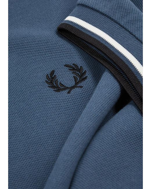 Fred Perry Blue Logo-embroidered Piqué Cotton Polo Shirt for men
