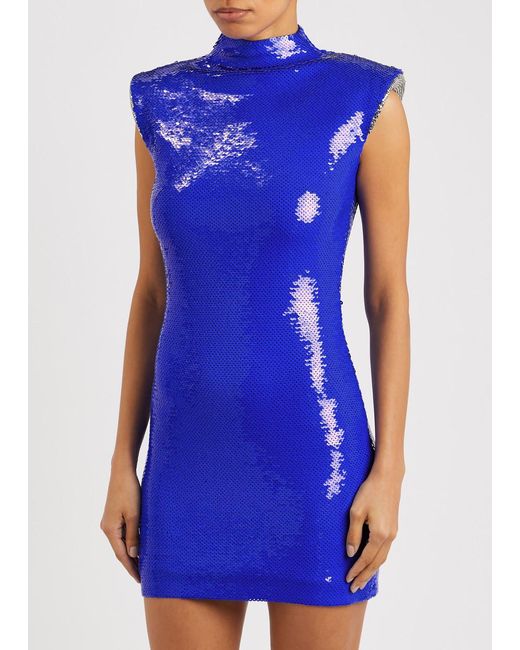 Nue Studio Blue Sequin-embellished Mini Dress