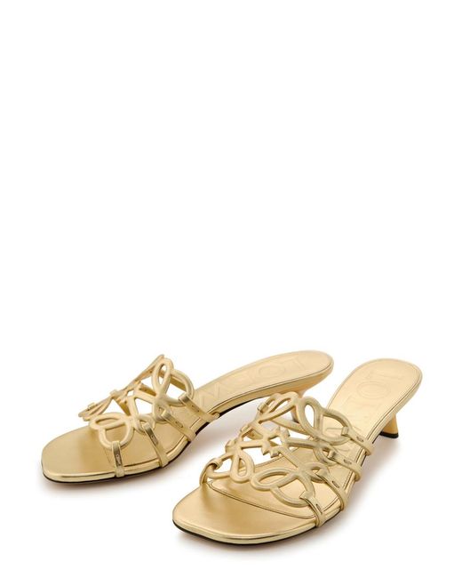 Loewe Natural Petal Anagram 45 Metallic Leather Sandals