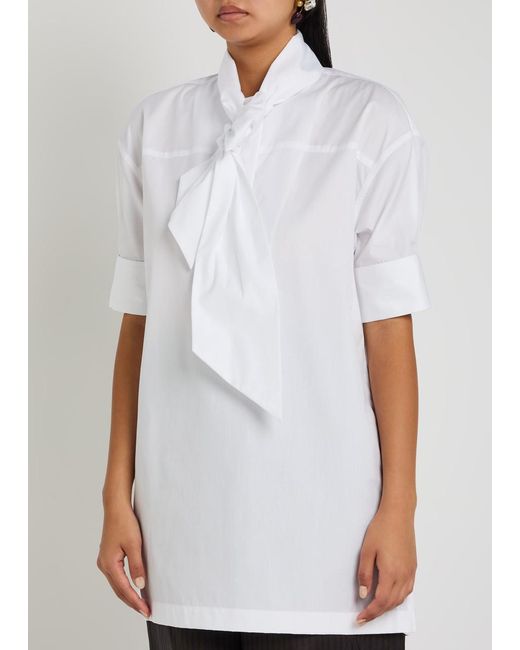 Dries Van Noten White Calma Scarf Cotton-Poplin Shirt