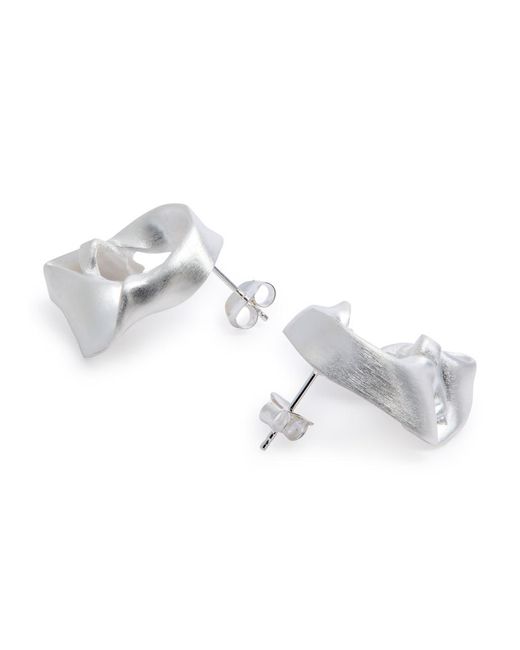 Completedworks White Crumpled Small Sterling Earrings
