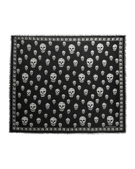 Alexander McQueen Black Skull-print Modal-blend Scarf for men
