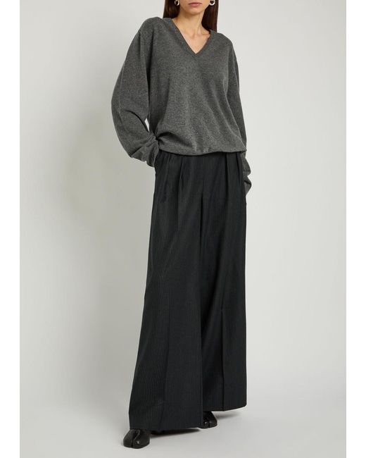 Maison Margiela Gray V-Neck Wool Jumper