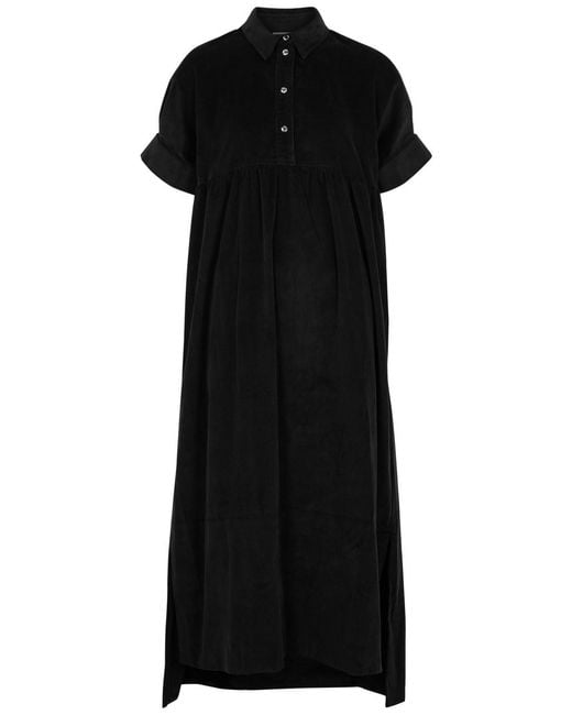 Foemina Black Berry Corduroy Midi Shirt Dress