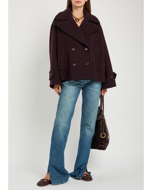 Chloé Red Double-Breasted Wool-Blend Jacket