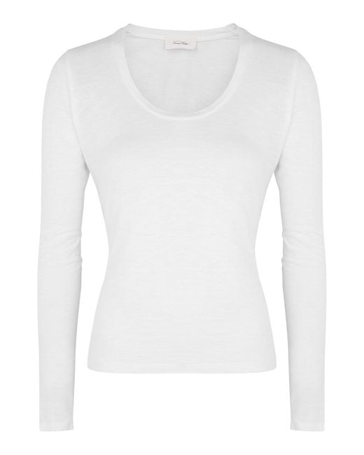 American Vintage White Jacksonville Slubbed Cotton-Blend Top