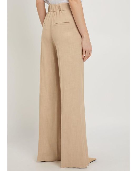 Veronica Beard Natural Marbeau Wide-Leg Trousers