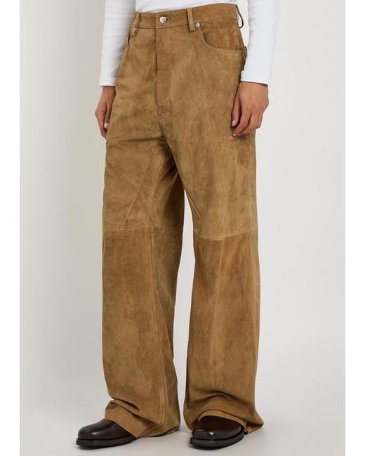 Rick Owens Natural Geth Wide-Leg Suede Trousers for men