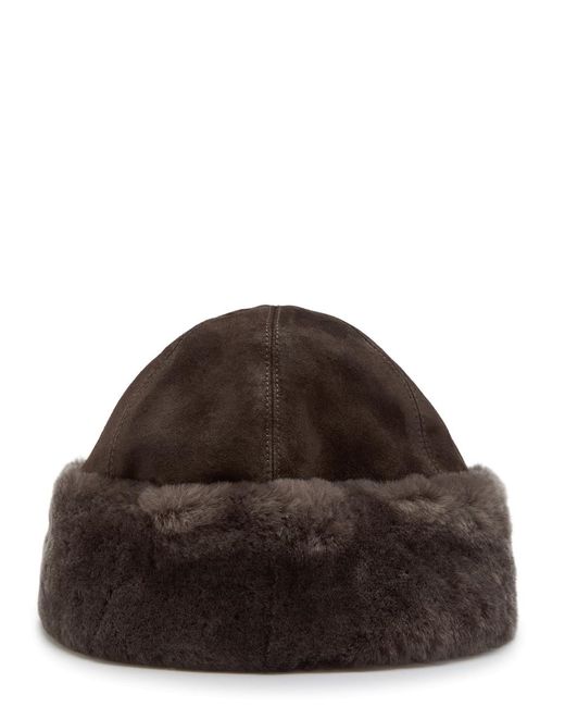 Nour Hammour Brown Toki Suede And Shearling Hat