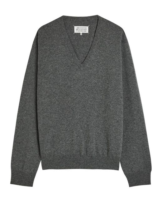 Maison Margiela Gray V-Neck Wool Jumper