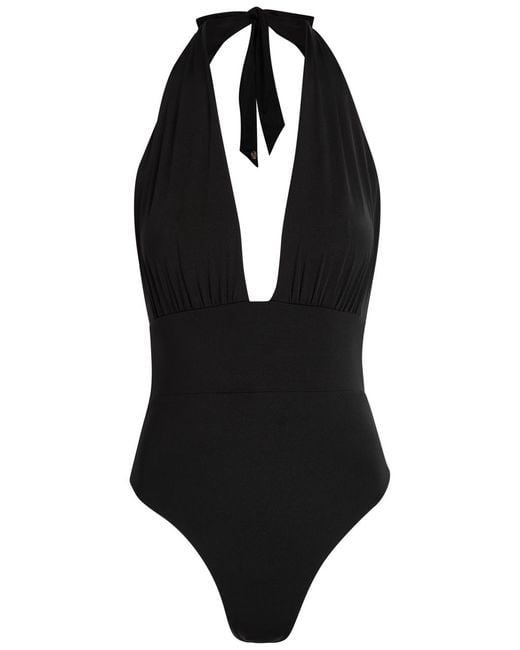 Max Mara Black Calle Halterneck Stretch-Polyamide Swimsuit