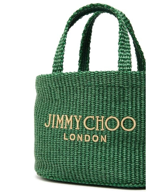Jimmy Choo Green Beach Mini Raffia Tote
