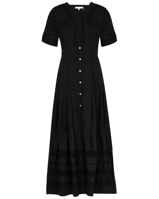 LoveShackFancy Edie Black Cotton Maxi Dress Lyst