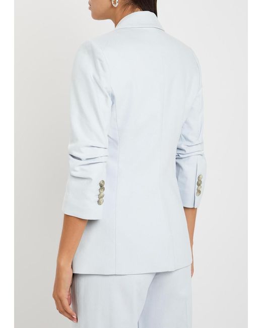 Veronica Beard Blue Tomi Dickey Gathered-Sleeve Twill Blazer