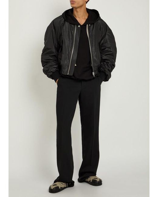 Rick Owens Black Printed Hooded Cotton Sweatshirt for men