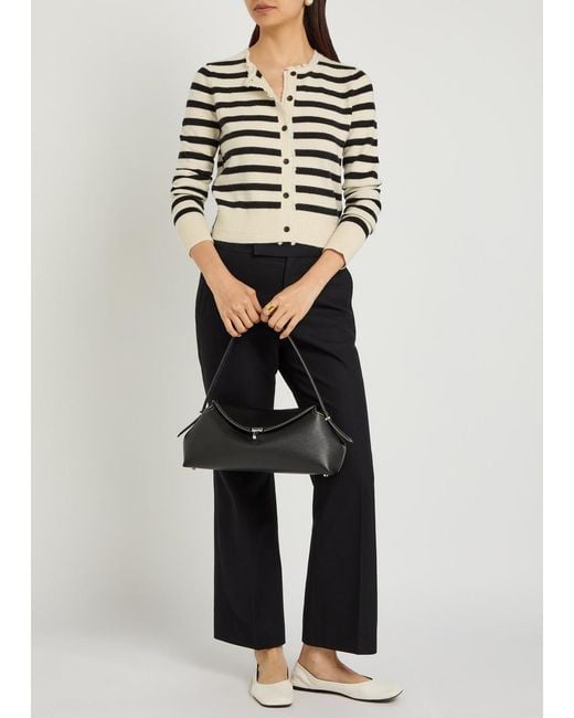 Maria McManus Black Fringed Striped Cashmere And Cotton-Blend Cardigan
