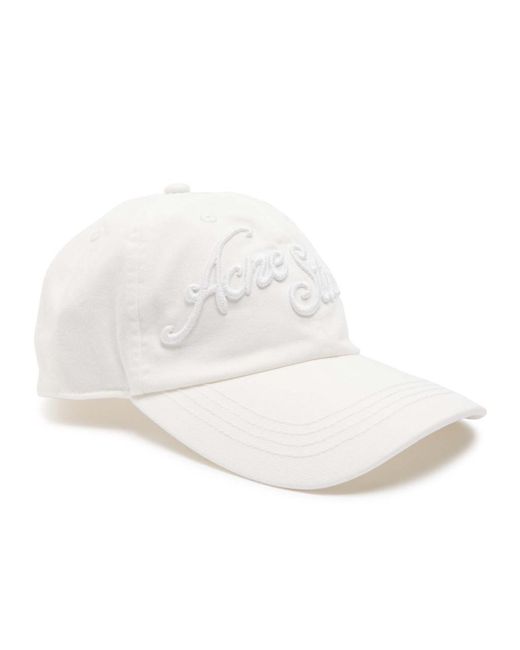 Acne White Logo-Embroidered Cotton Cap for men