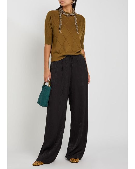 Dries Van Noten Black Puvis Moiré-Jacquard Woven Trousers