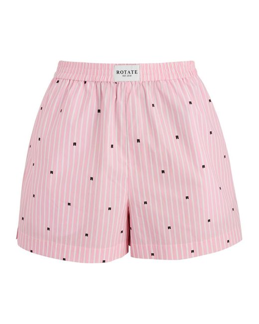 ROTATE SUNDAY Pink Striped Logo Cotton Shorts