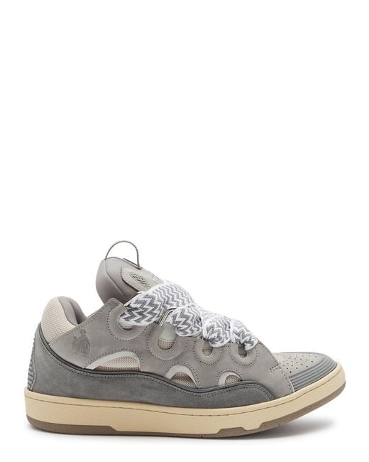 Lanvin White Curb Panelled Mesh Sneakers for men