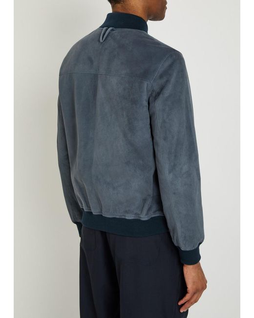 Valstar Blue Evans Suede Bomber Jacket for men