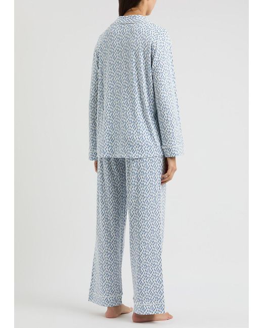 Eberjey Blue Gisele Printed Jersey Pyjama Set