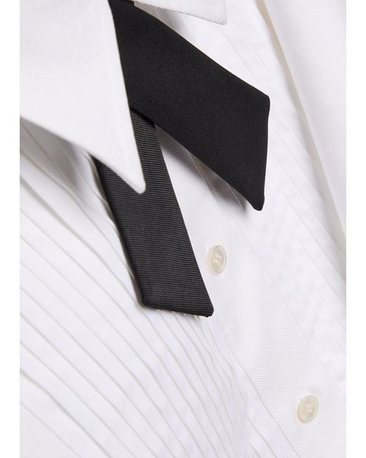 Joseph White Ferrus Contrasting-Neck Pintuck Cotton Blouse