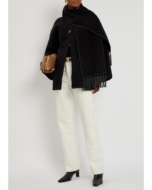 Totême Black Scarf-Effect Wool-Blend Jacket
