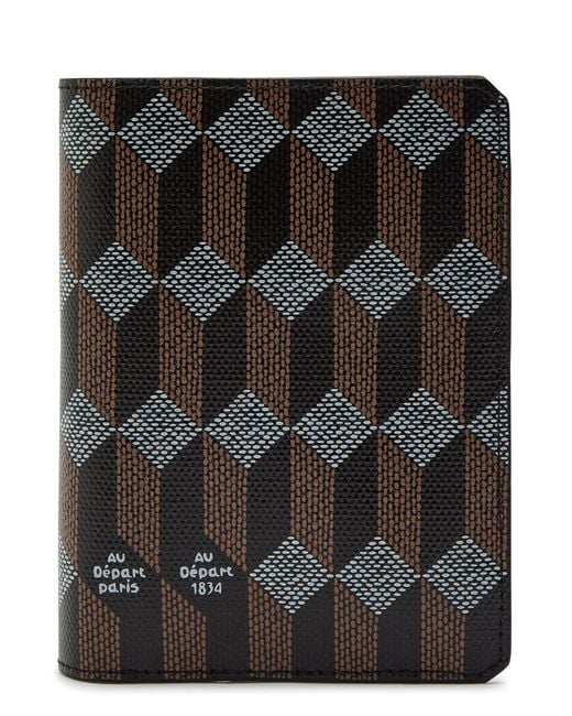 AU DEPART Black Logo Leather Passport Case for men