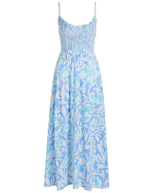Free People Blue Sweet Nothings Printed Cotton Midi Dress