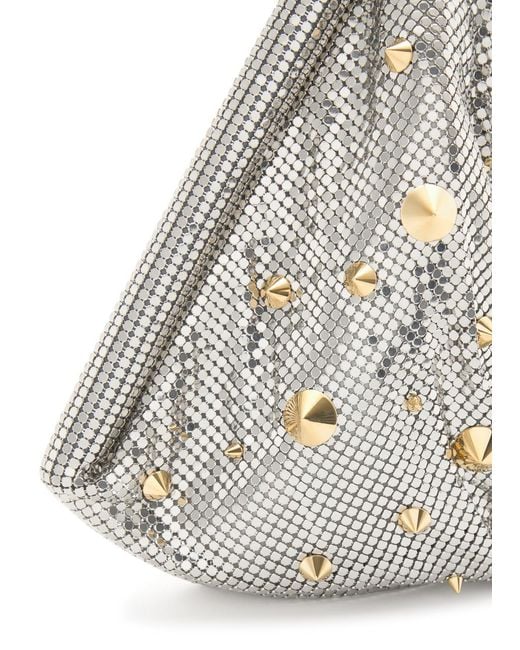 Rabanne Gray Studded Chainmail Shoulder Bag