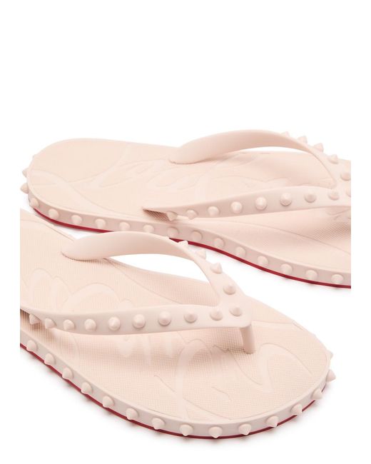 Christian Louboutin Pink Super Loubi Studded Rubber Flip Flops